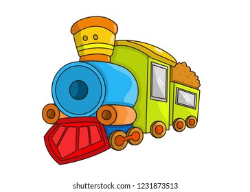 funny cartoon vector train. Illustration of train isolated with white background.