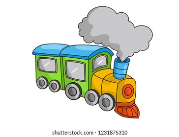 funny cartoon vector train. Illustration of train isolated with white background.