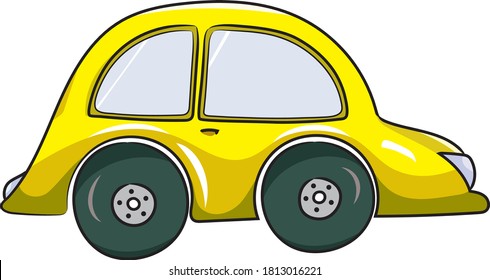 Funny Cartoon Vector Yellow Car Cute Stock Vector (Royalty Free ...