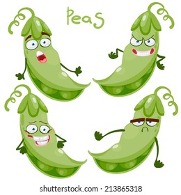 Funny cartoon vegetable peas