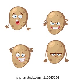 Funny cartoon vegetable potatoes