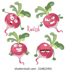 Funny cartoon vegetable radish