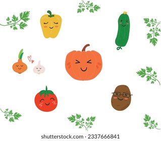 Funny Cartoon vegetarische Gemüsespezialitäten