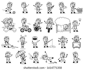 Funny Cartoon Vendor Character - Set of Concepts Vector illustrations