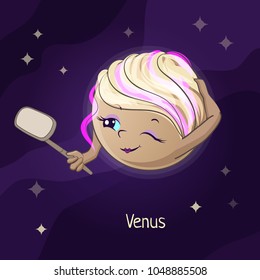 Funny cartoon Venus. Vector illustration for children's educational games