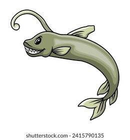 Funny cartoon viperfish a swimming