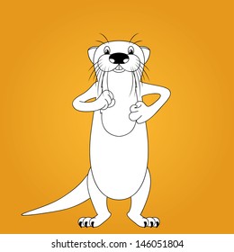 Funny cartoon walking river otter, vector illustration