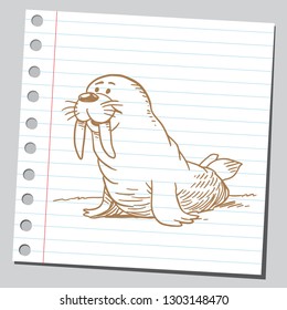 Funny cartoon walrus