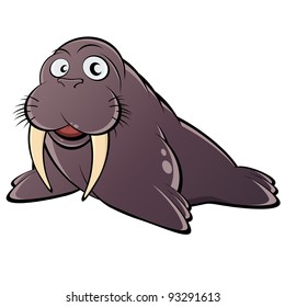 Funny Cartoon Walrus