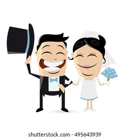 funny cartoon wedding couple