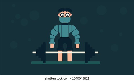 Funny cartoon weightlifter 