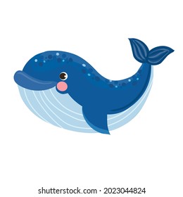 funny cartoon whale. inhabitants of the ocean. characters for kids 