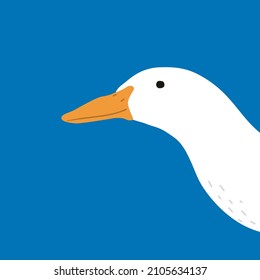 Funny cartoon white goose. Childish graphic. Vector hand drawn illustration.