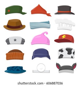 Funny Cartoon Winter Hat set - vector illustration