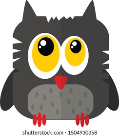 Funny cartoon wise owl. Flat illustration