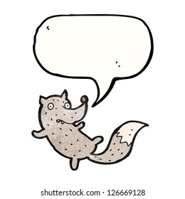 funny cartoon wolf with speech bubble