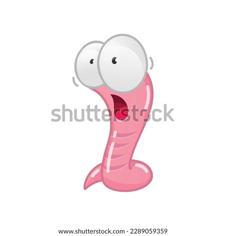Funny cartoon worm. Cartoon illustration of a funny scared worm isolated on a white background. Vector 10 EPS.