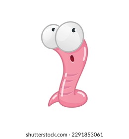 Funny cartoon worm. Cartoon illustration of a funny surprised worm isolated on a white background. Vector 10 EPS.
