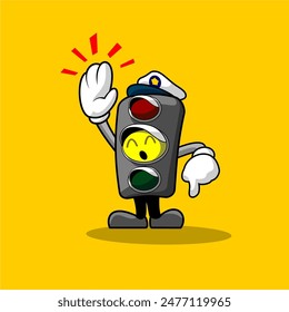 funny cartoon yellow traffic light signal reduce speed