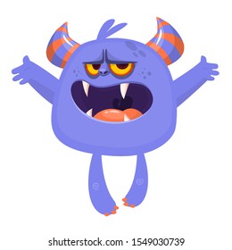 Funny cartoon yeti or bigfoot. Vector illustration of cute monster character