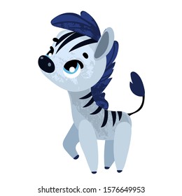 Funny cartoon zebra. Vector illustration in children's style, for children's books, t-shirt prints, greeting cards, posters, stickers or decor