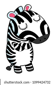 funny cartoon zebras on white background, Vector illustration of cute cartoon  zebra