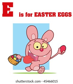 Funny Cartoons Alphabet with Text-E