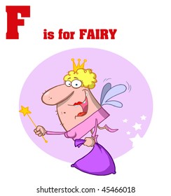 Funny Cartoons Alphabet with Text-F