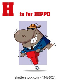 Funny Cartoons Alphabet with Text-H