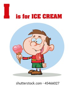 Funny Cartoons Alphabet with Text-I