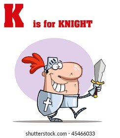 Funny Cartoons Alphabet with Text-K
