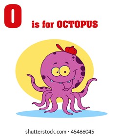 Funny Cartoons Alphabet with Text-O