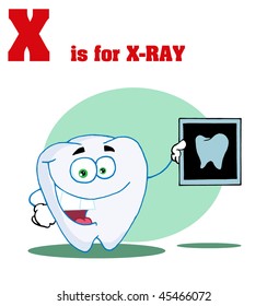 Funny Cartoons Alphabet with Text-X