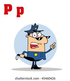 Funny Cartoons Alphabet-Cop With Letters C