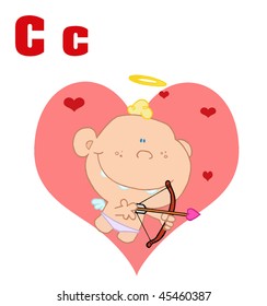 Funny Cartoons Alphabet-Cupid With Letters C