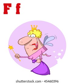 Funny Cartoons Alphabet-Fairy With Letters F