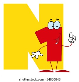 Funny Cartoons Alphabet-N