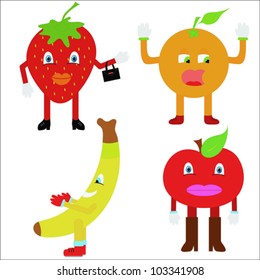 Funny cartoons fruits vector