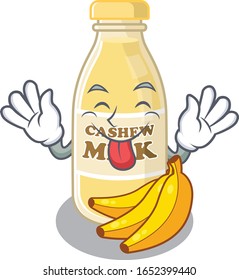 Funny cashew milk mascot design with Tongue out