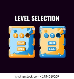 interfaz de selección de ui level de juegos casuales divertidos. ilustración vectorial de 2d
