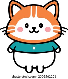 Funny cat and adorable kitten character vector design with flat color in white background suitable for sticker, cartoon and print design.