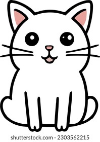 Funny cat and adorable kitten character vector design with flat color in white background suitable for sticker, cartoon and print design.