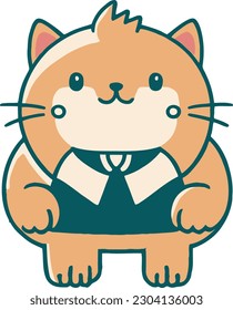 Funny cat and adorable kitten character vector design with flat color in white background suitable for sticker, cartoon and print design.