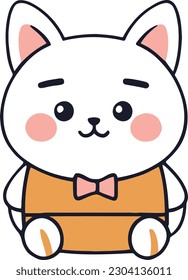 Funny cat and adorable kitten character vector design with flat color in white background suitable for sticker, cartoon and print design.