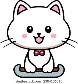 Funny cat and adorable kitten character vector design with flat color in white background suitable for sticker, cartoon and print design.