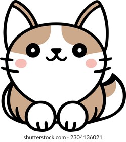 Funny cat and adorable kitten character vector design with flat color in white background suitable for sticker, cartoon and print design.