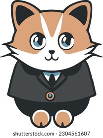 Funny cat and adorable kitten character vector design with flat color in white background suitable for sticker, cartoon and print design.