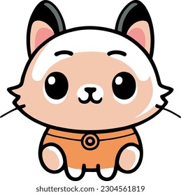 Funny cat and adorable kitten character vector design with flat color in white background suitable for sticker, cartoon and print design.