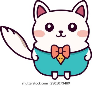 Funny cat and adorable kitten character vector design with flat color in white background suitable for sticker, cartoon and print design.