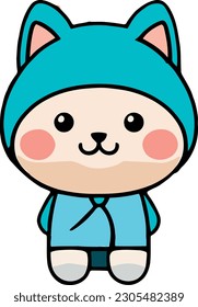Gracioso gato y adorable diseño vectorial de caracteres gatitos con color plano en el fondo blanco adecuado para pegatinas, dibujos animados y diseño de impresión.